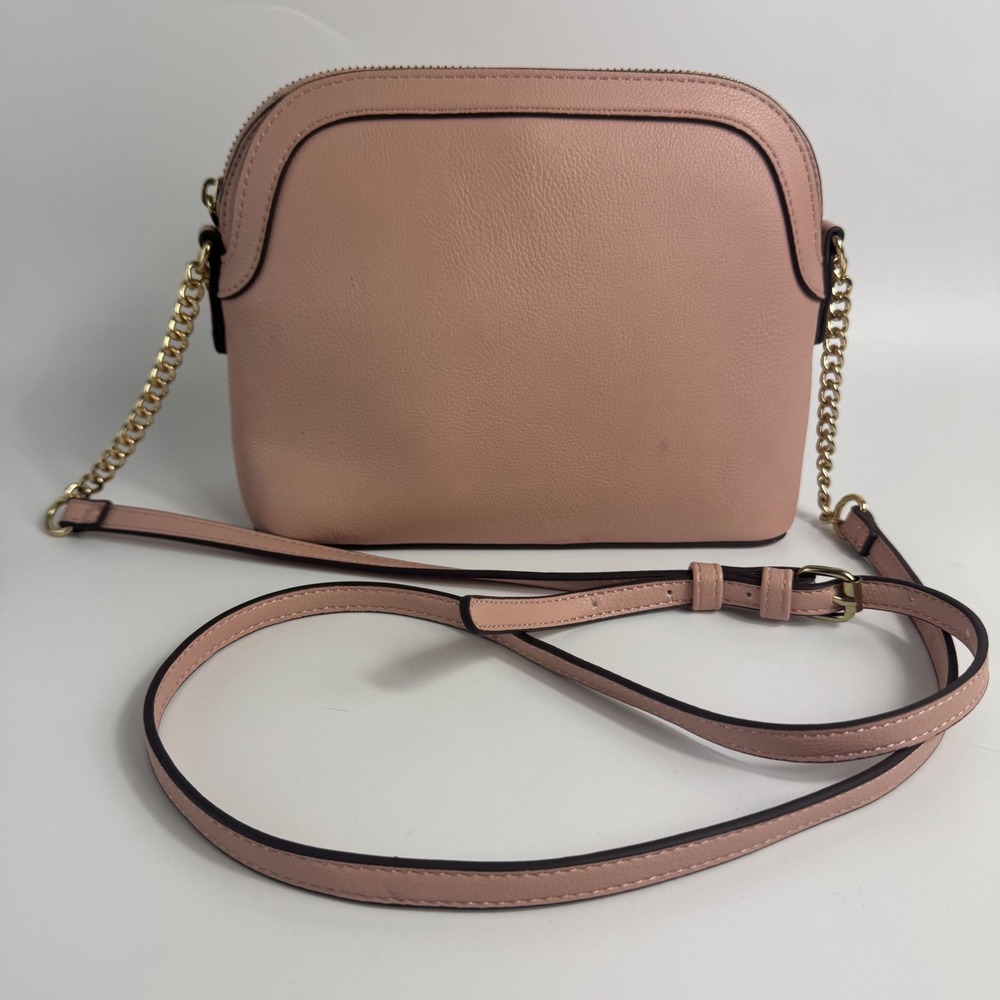 Kelly & Katie Blush Pink Pebbled Faux Leather Dome Crossbody Bag Gold Hardware